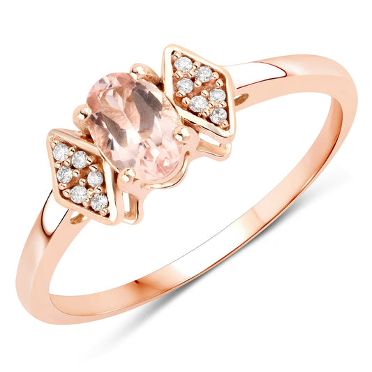 0.46 Carat Genuine Morganite and White Diamond 14K Rose Gold Ring Bids.com
