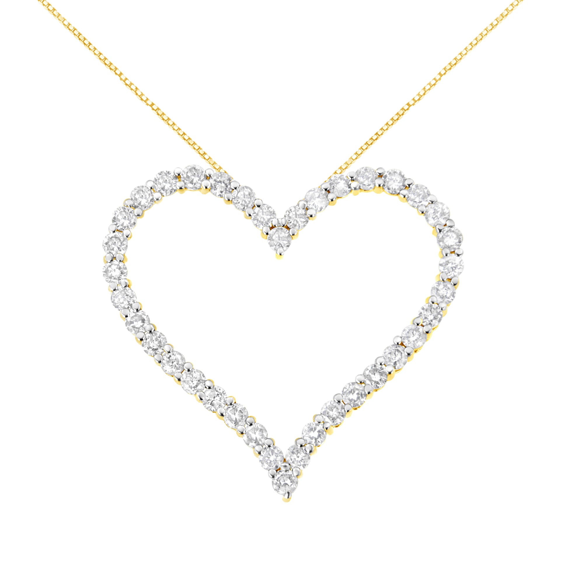10k Yellow Gold Plated .925 Sterling Silver 3.0 cttw Round-Cut Diamond Open Heart Pendant Necklace (J-K Color, I1-I2 Clarity) - 18" Bids.com