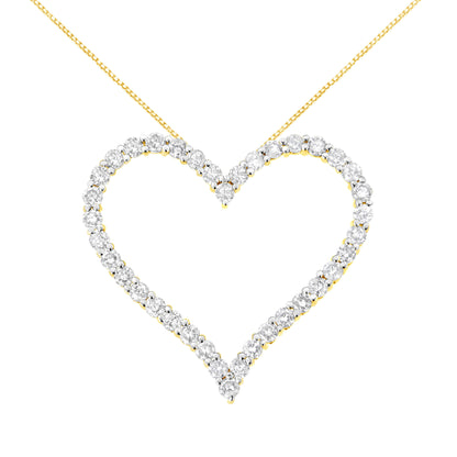 10k Yellow Gold Plated .925 Sterling Silver 3.0 cttw Round-Cut Diamond Open Heart Pendant Necklace (J-K Color, I1-I2 Clarity) - 18" Bids.com