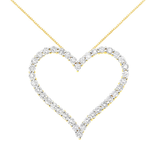 10k Yellow Gold Plated .925 Sterling Silver 3.0 cttw Round-Cut Diamond Open Heart Pendant Necklace (J-K Color, I1-I2 Clarity) - 18" Bids.com