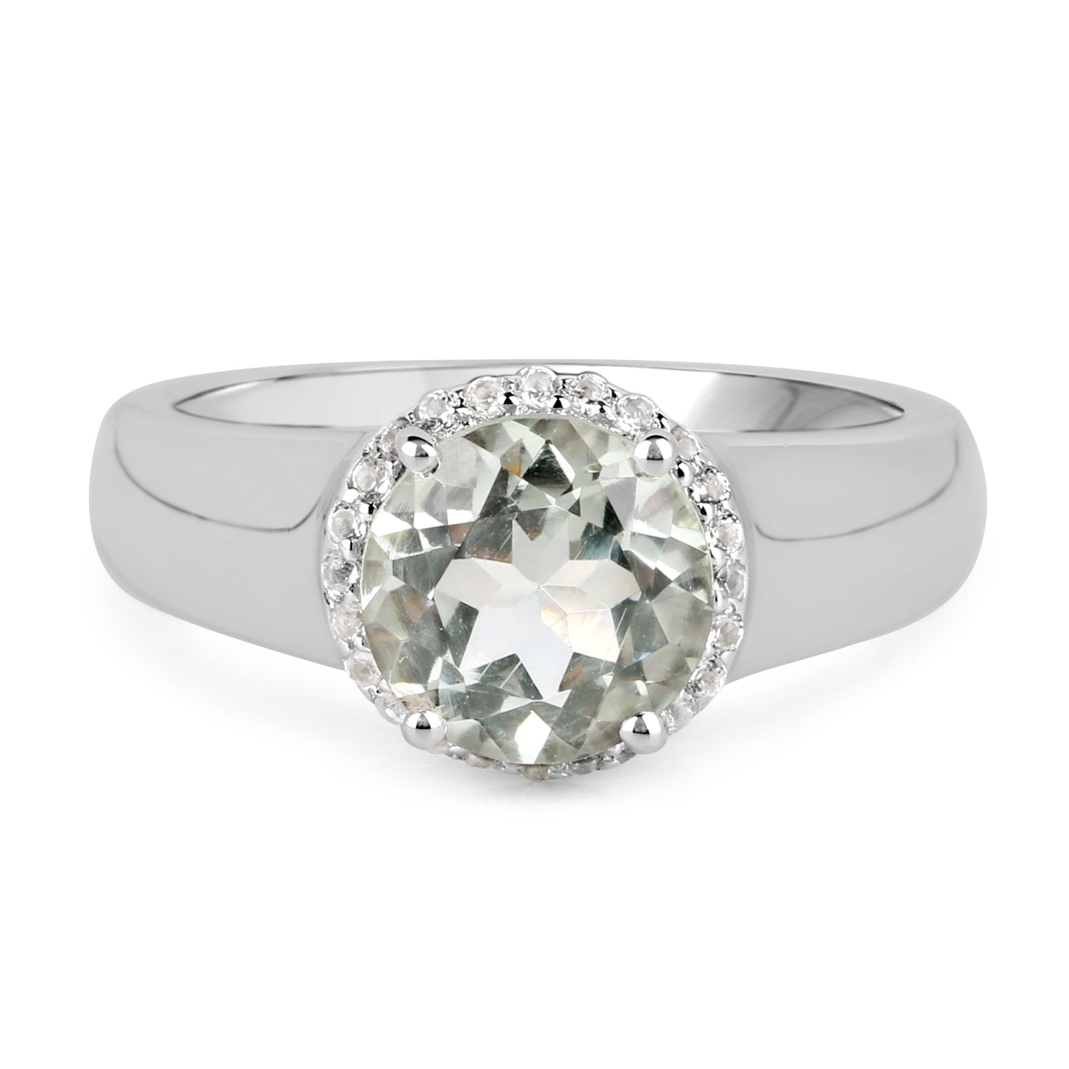 1.87 Carat Genuine Green Amethyst and White Topaz .925 Sterling Silver Ring Bids.com