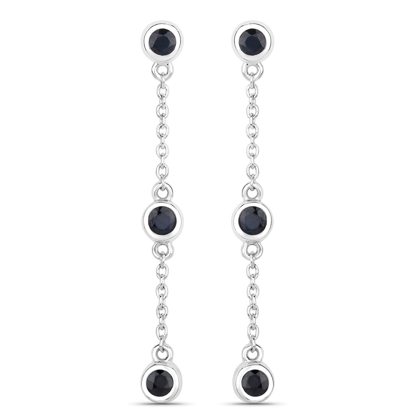 0.66 Carat Genuine Blue Sapphire .925 Sterling Silver Earrings Bids.com
