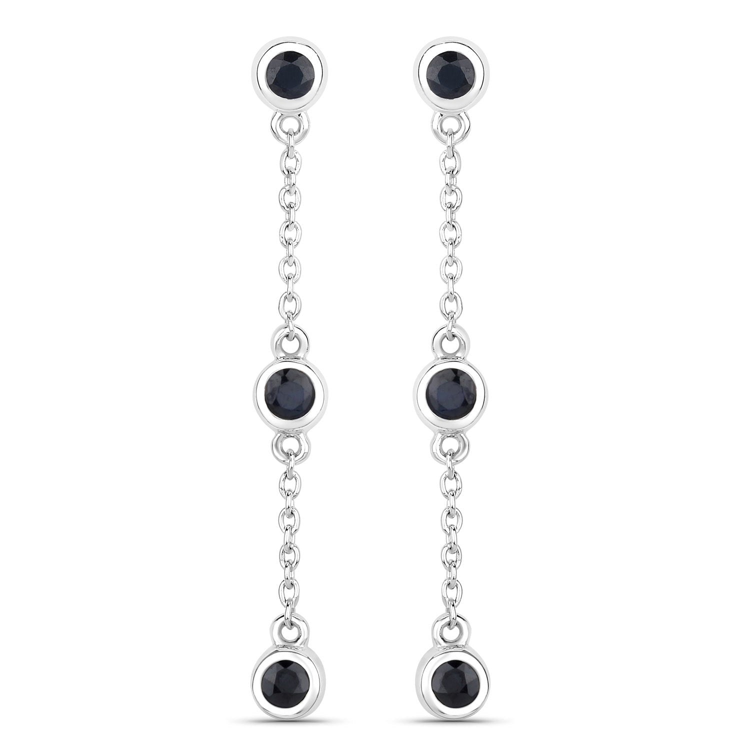 0.66 Carat Genuine Blue Sapphire .925 Sterling Silver Earrings Bids.com