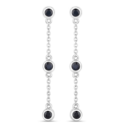 0.66 Carat Genuine Blue Sapphire .925 Sterling Silver Earrings Bids.com