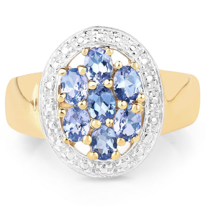 14K Yellow Gold Plated 1.19 Carat Genuine Tanzanite .925 Sterling Silver Ring Bids.com