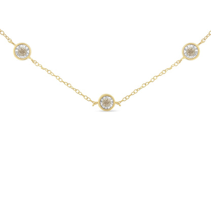 Yellow Color Plated Sterling Silver Diamond Station Necklace (1/2 cttw, K-L Color, I2-I3 Clarity) Bids.com