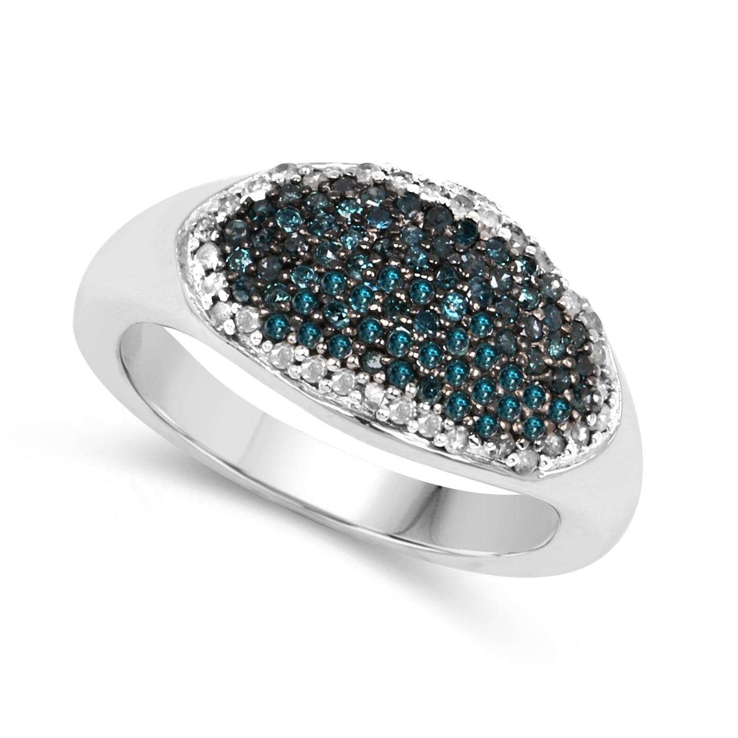 0.45 Carat Genuine Blue Diamond and White Diamond .925 Sterling Silver Ring Bids.com