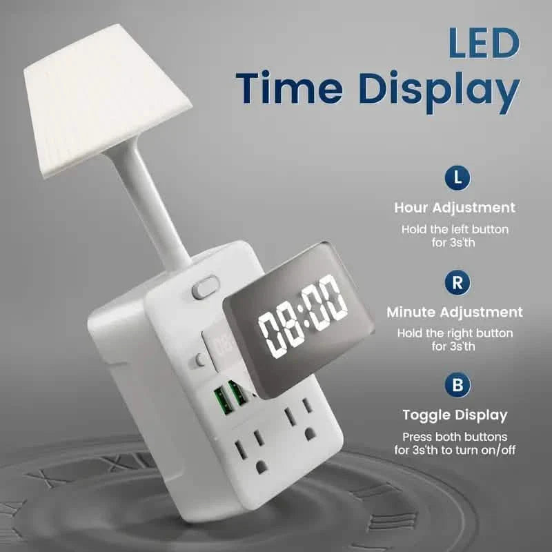 11-in-1 Multifunctional Power Strip with Desk Lamp, Clock, USB Ports & Surge Protection DailySale