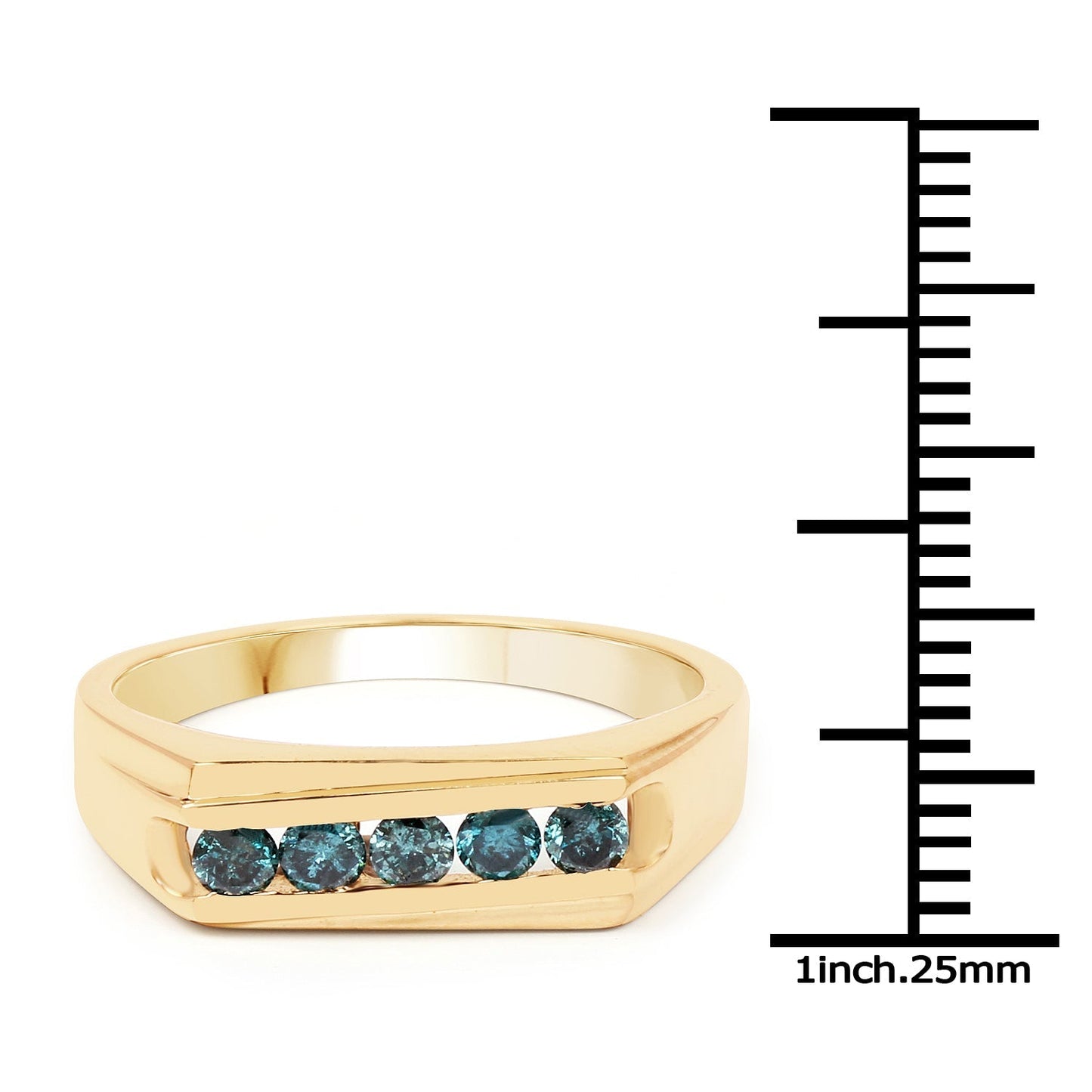 14K Yellow Gold Plated 0.35 Carat Genuine Blue Diamond .925 Sterling Silver Ring Bids.com