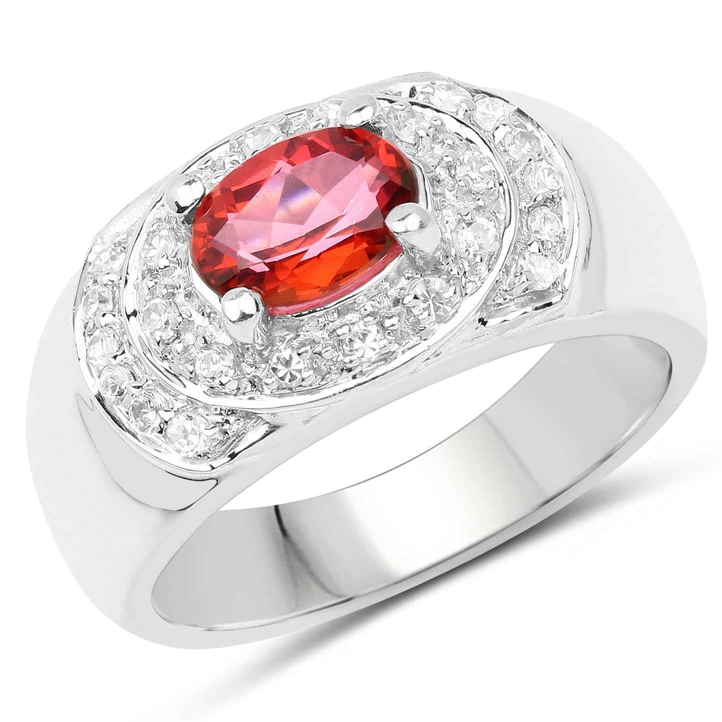 1.37 Carat Genuine Pink Topaz and White Cubic Zirconia .925 Sterling Silver Ring Bids.com