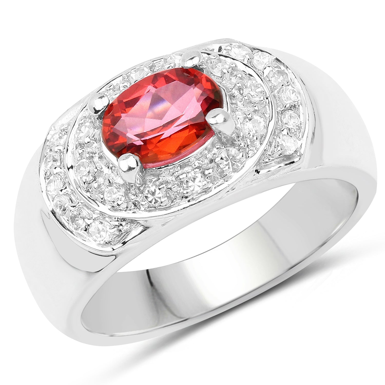 1.37 Carat Genuine Pink Topaz and White Cubic Zirconia .925 Sterling Silver Ring Bids.com