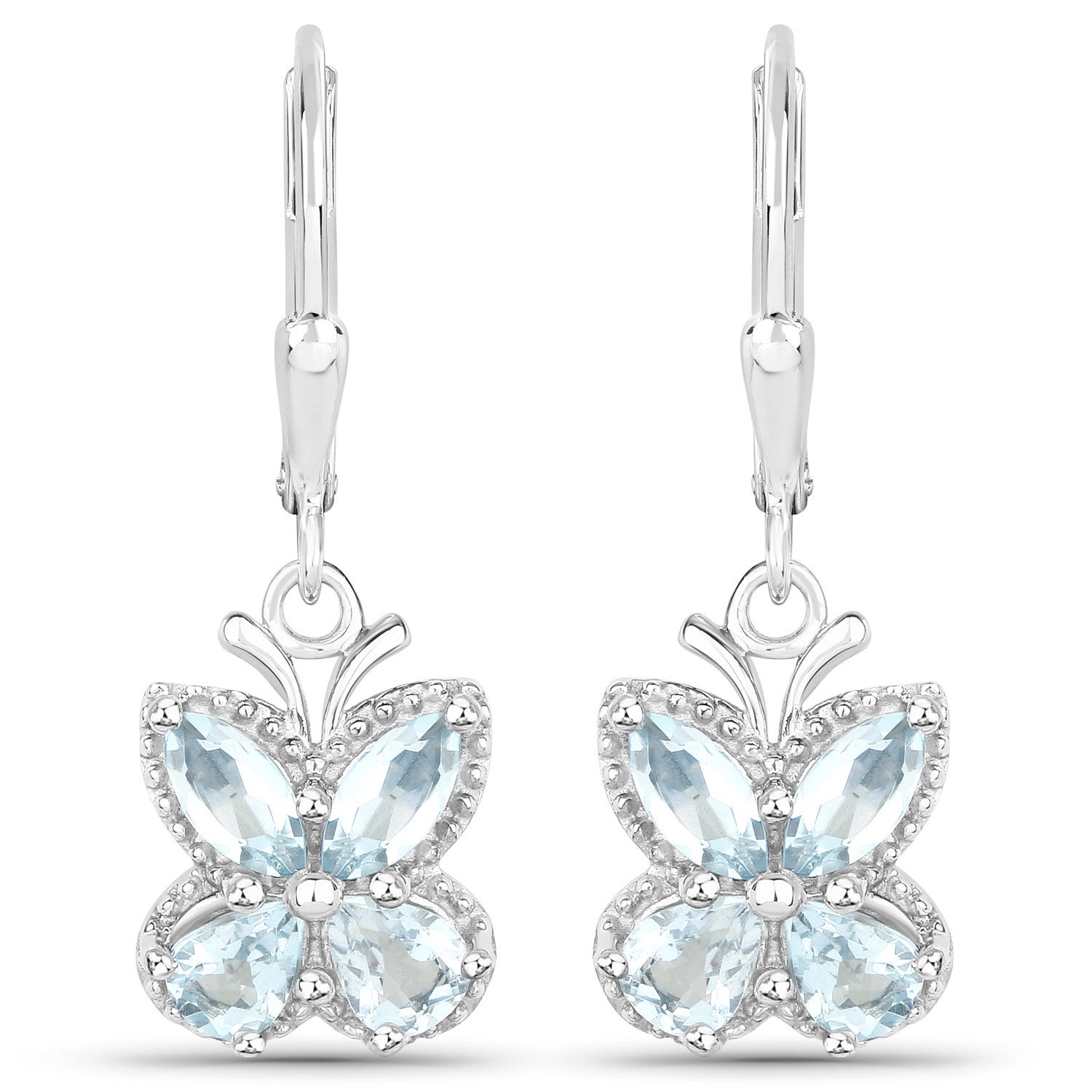1.76 Carat Genuine Aquamarine .925 Sterling Silver Earrings Bids.com