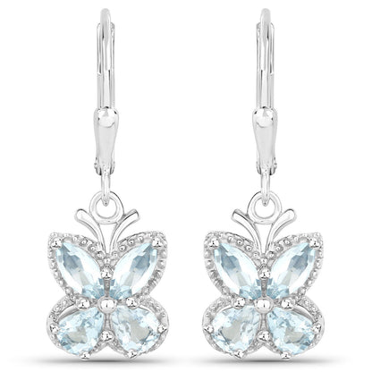 1.76 Carat Genuine Aquamarine .925 Sterling Silver Earrings Bids.com