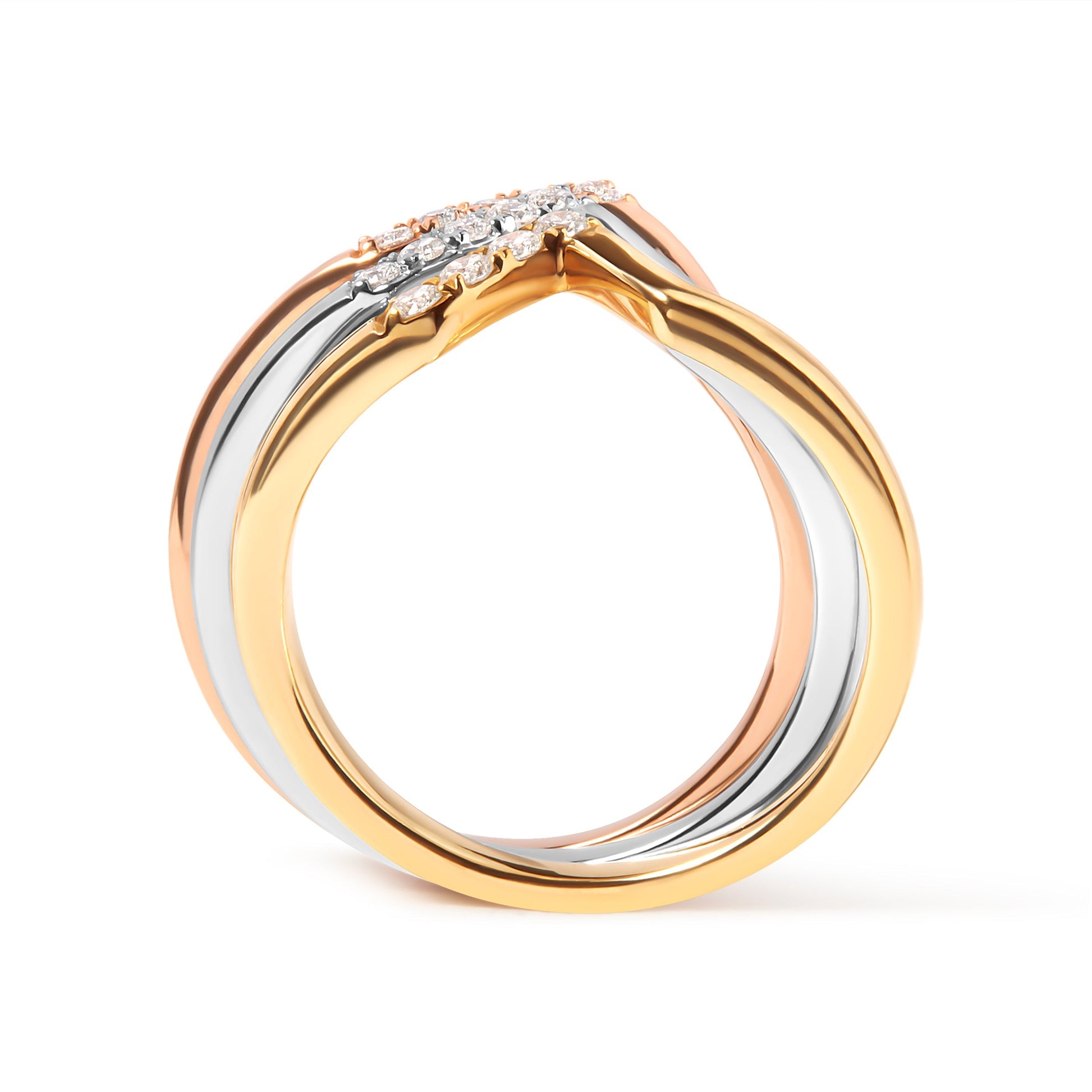 14K Gold 1/4 Cttw Diamond Geometrical Chevron V Stackable Band Ring Set (G-H Color, SI1-SI2 Clarity) - Size 7 Bids.com