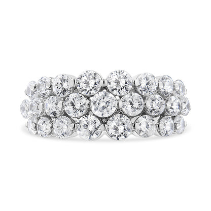 10K White Gold 2 1/2 Cttw Round Natural Diamond 3 Row Band Ring (I-J Color, I1-I2 Clarity) - Ring Size 7 Bids.com
