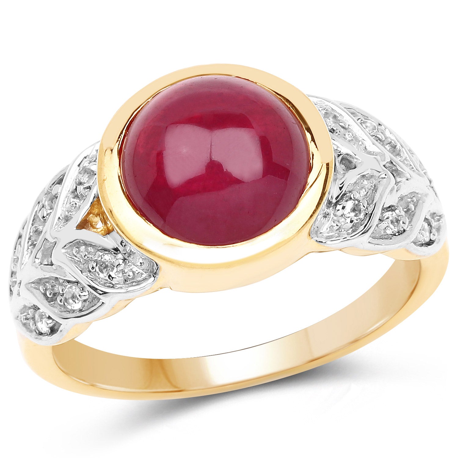5.11 Carat Glass Filled Ruby and White Topaz .925 Sterling Silver Ring Bids.com
