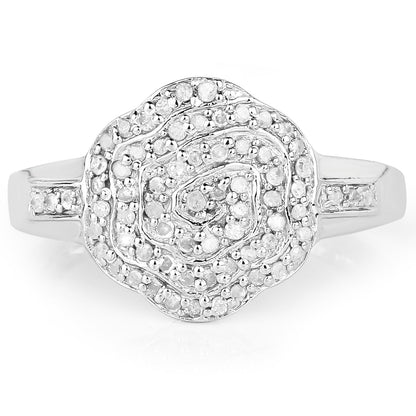 14K Yellow Gold Plated 0.29 Carat Genuine White Diamond .925 Sterling Silver Ring Bids.com