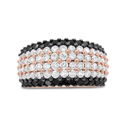 18K Rose Gold 2 1/5 Cttw Black and White Diamond 6 Row Band Ring (F-G and Black Color, VS1-VS2 Clarity) - Ring Size 7 Bids.com