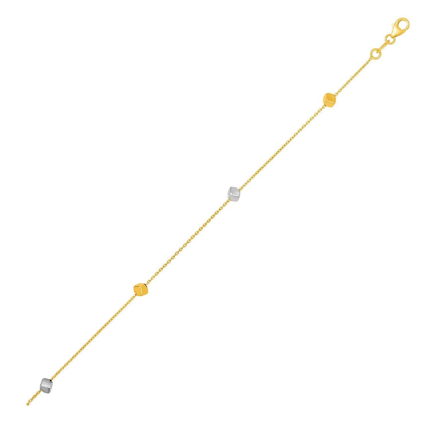 14k Two Tone Gold Bracelet with Polished Cubes Bids.com