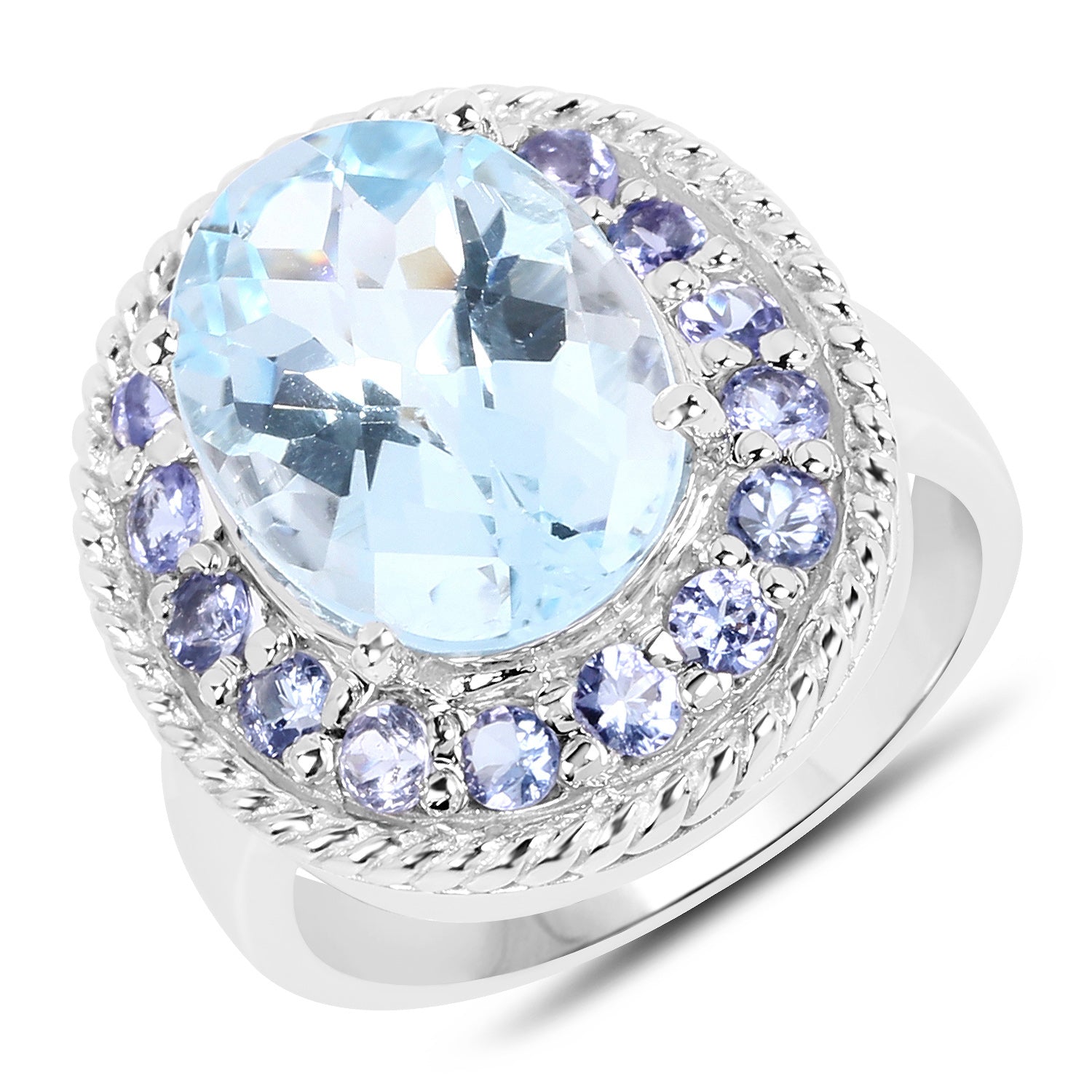 7.41 Carat Genuine Blue Topaz and Tanzanite .925 Sterling Silver Ring Bids.com
