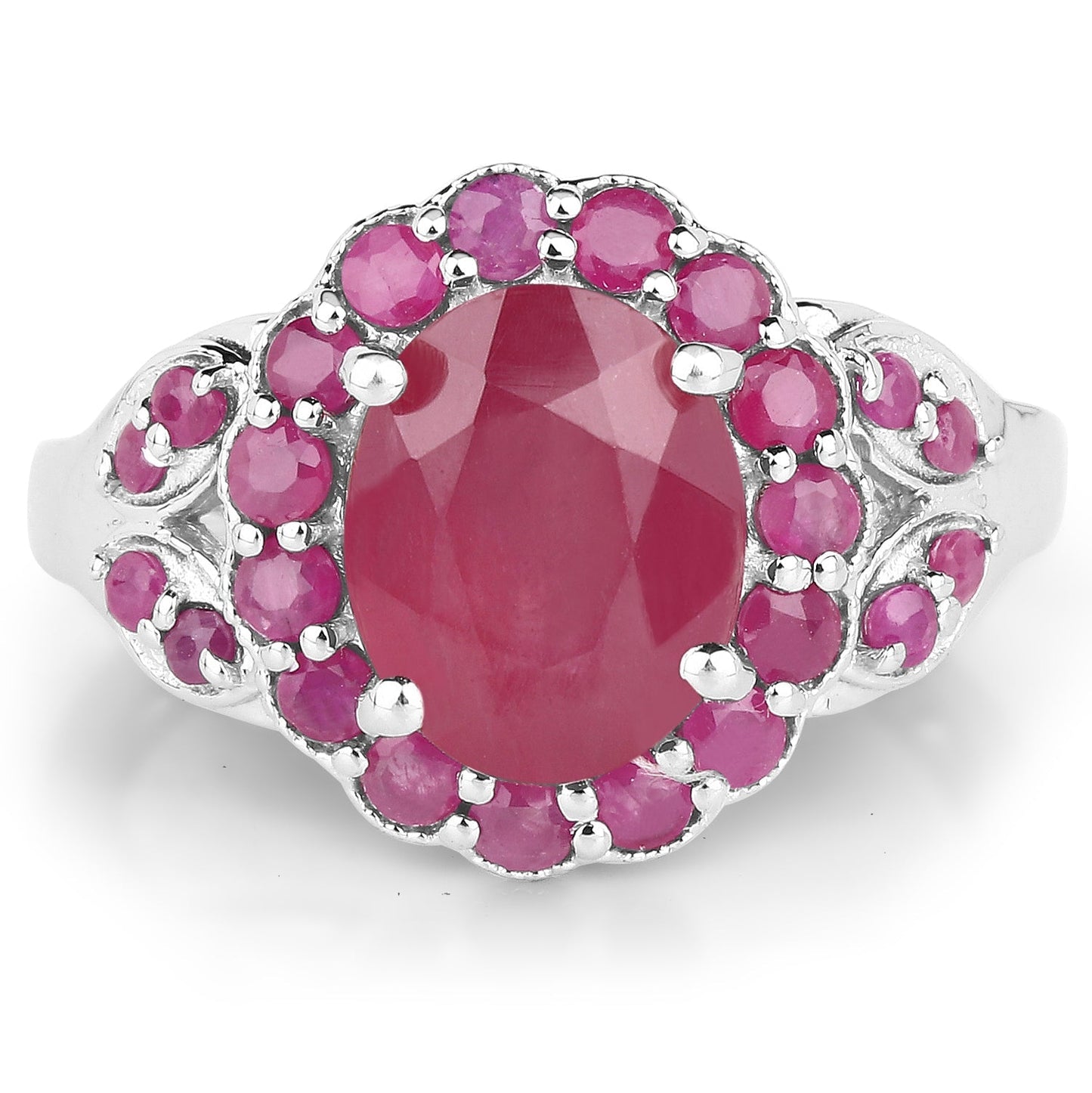 4.43 Carat Glass Filled Ruby and Ruby .925 Sterling Silver Ring Bids.com