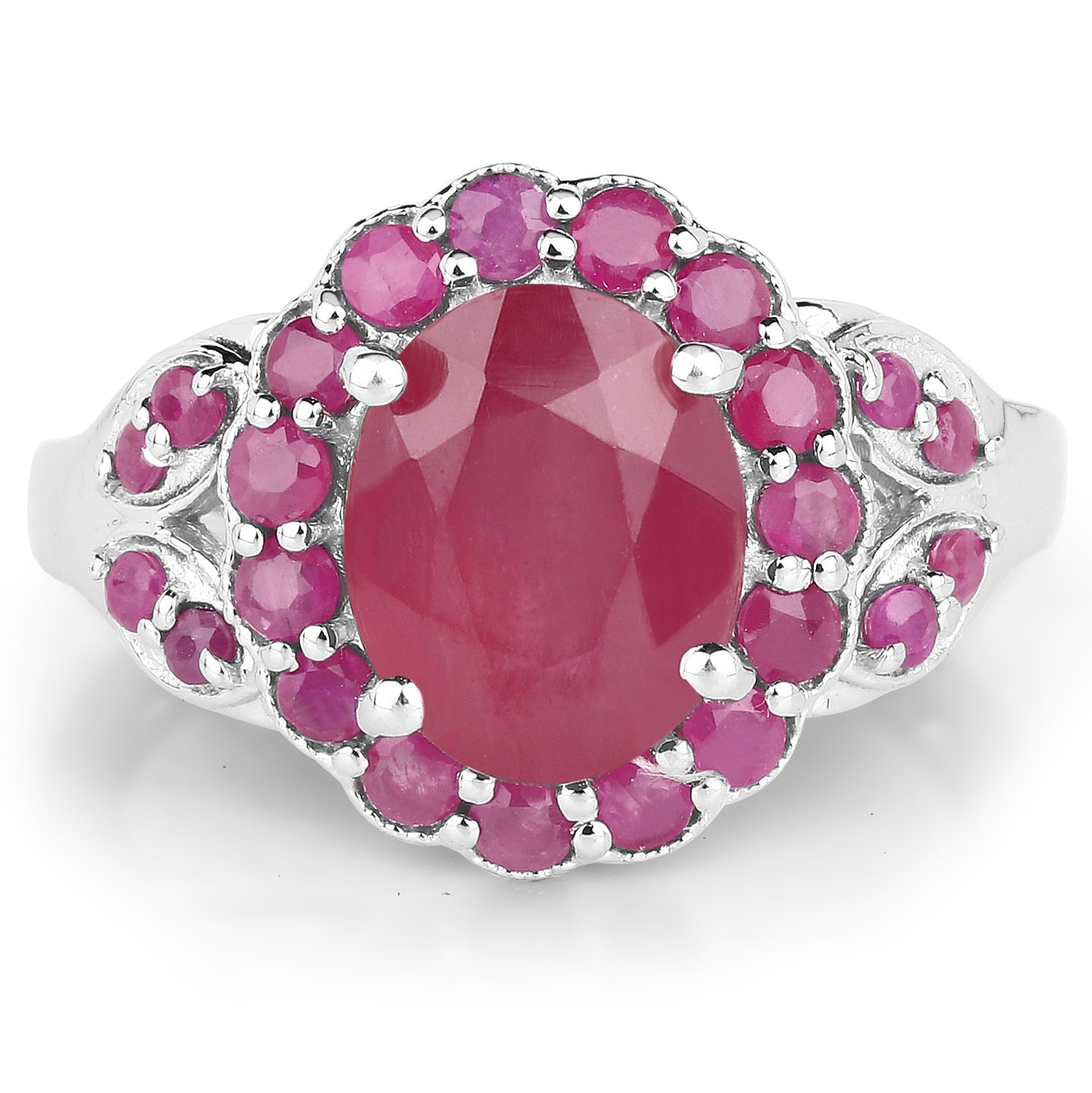 4.43 Carat Glass Filled Ruby and Ruby .925 Sterling Silver Ring Bids.com