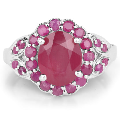4.43 Carat Glass Filled Ruby and Ruby .925 Sterling Silver Ring Bids.com