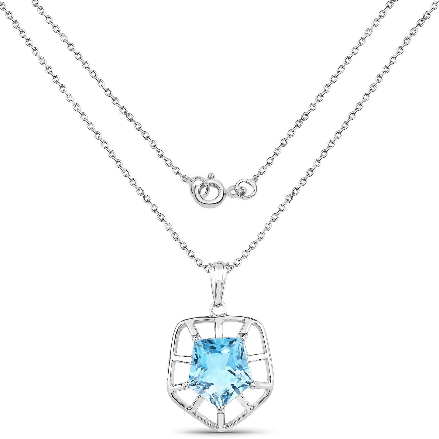 7.60 Carat Genuine Blue Topaz .925 Sterling Silver Pendant Bids.com