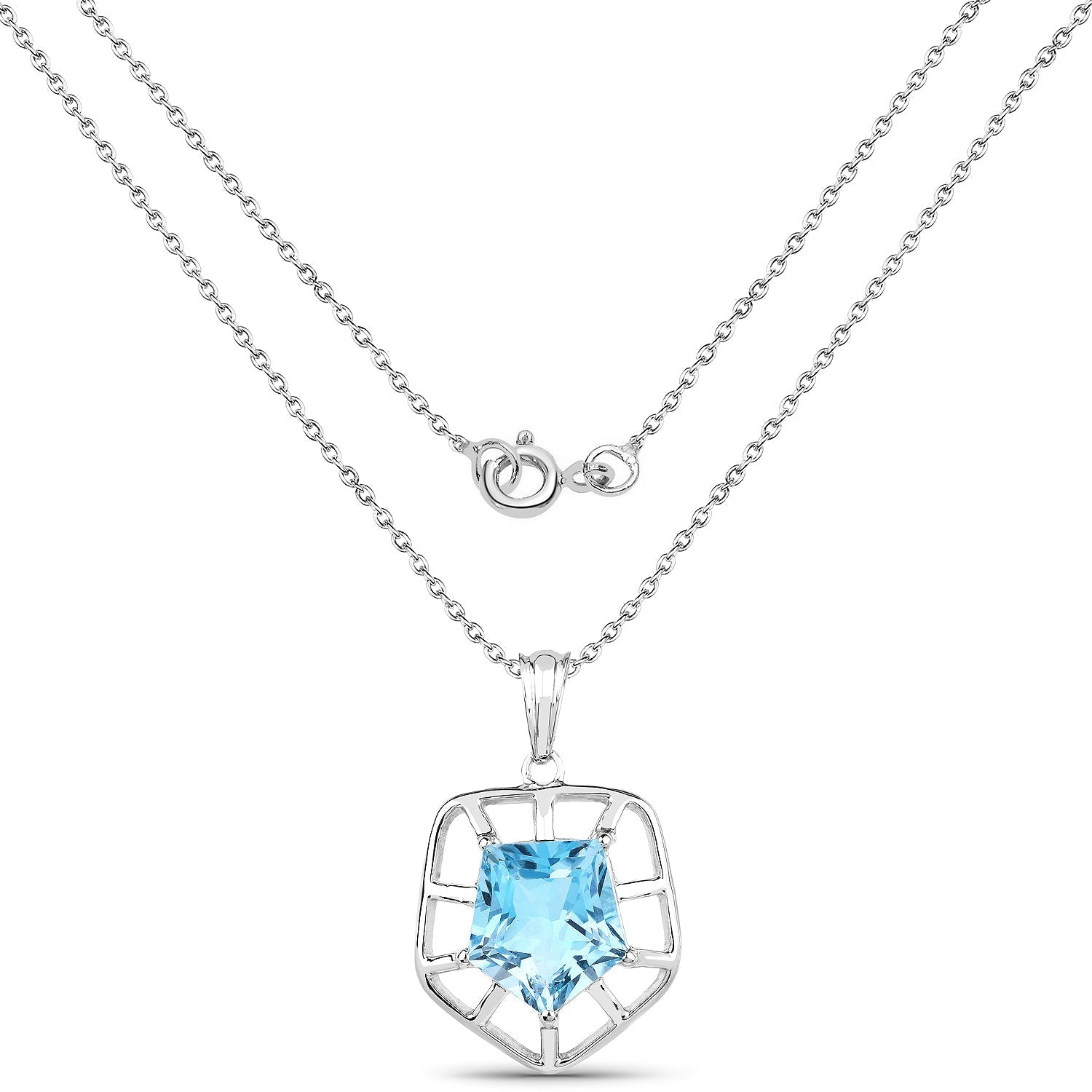 7.60 Carat Genuine Blue Topaz .925 Sterling Silver Pendant Bids.com