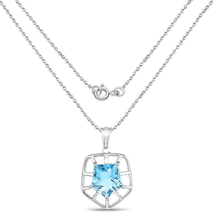 7.60 Carat Genuine Blue Topaz .925 Sterling Silver Pendant Bids.com