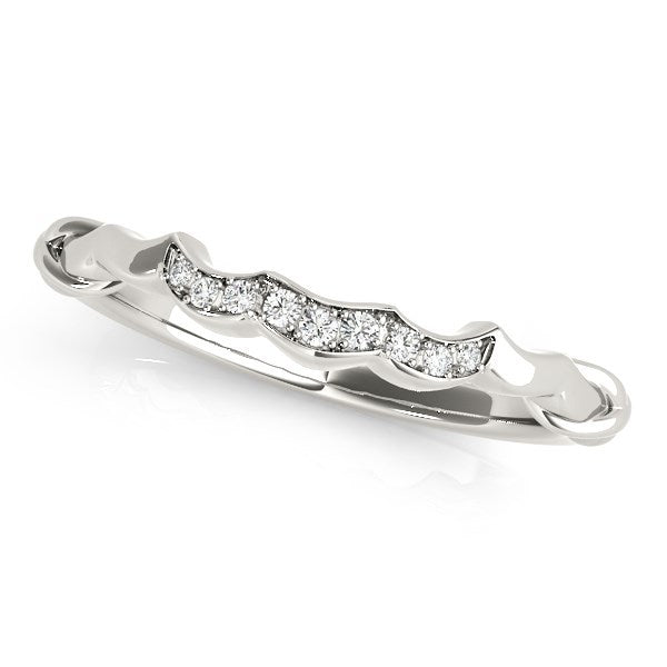 14k White Gold Scallop Wedding Band (1/20 cttw) Bids.com