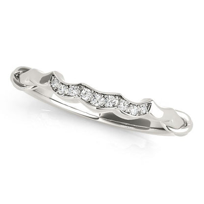 14k White Gold Scallop Wedding Band (1/20 cttw) Bids.com