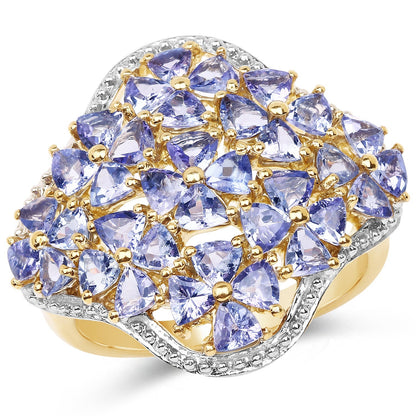 14K Yellow Gold Plated 3.60 Carat Genuine Tanzanite .925 Sterling Silver Ring Bids.com