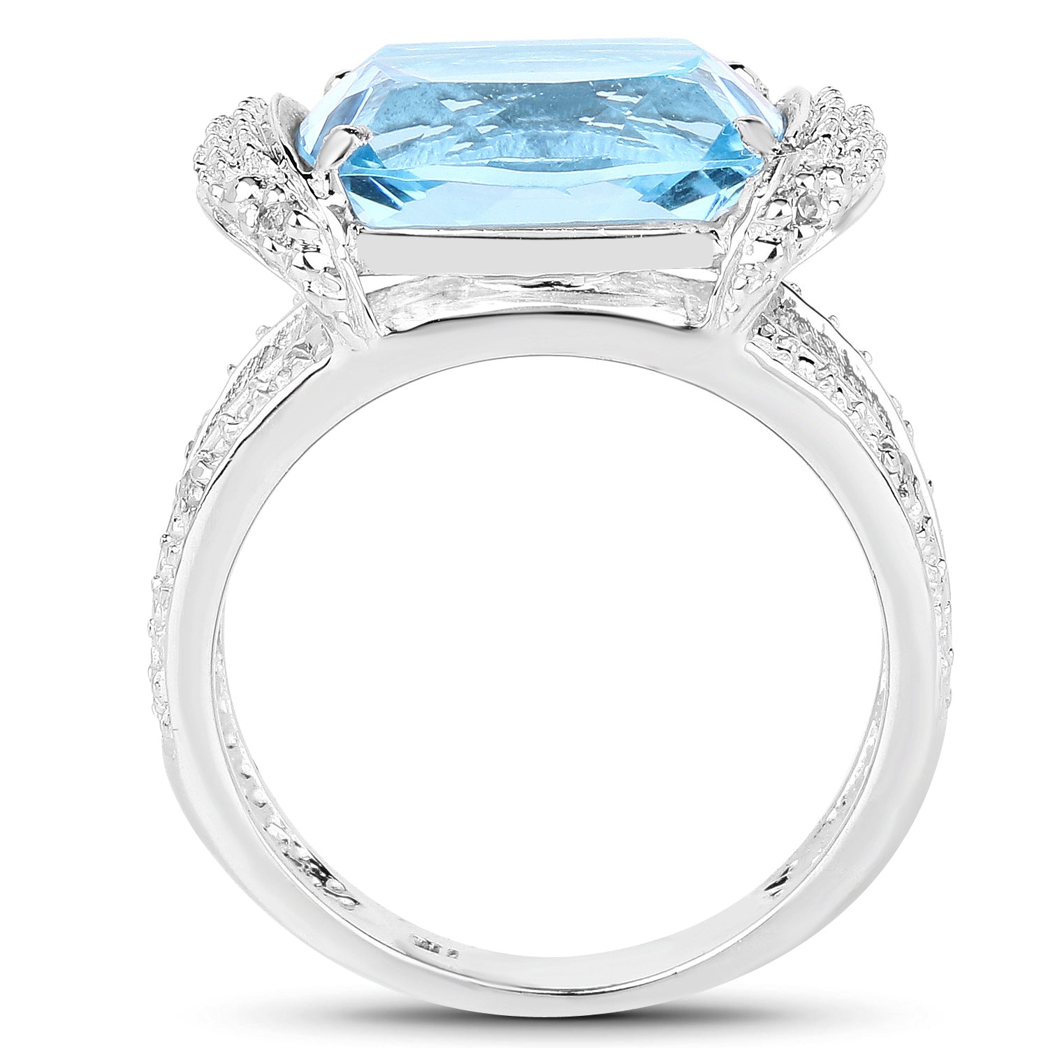 4.78 Carat Genuine Blue Topaz and White Topaz .925 Sterling Silver Ring Bids.com