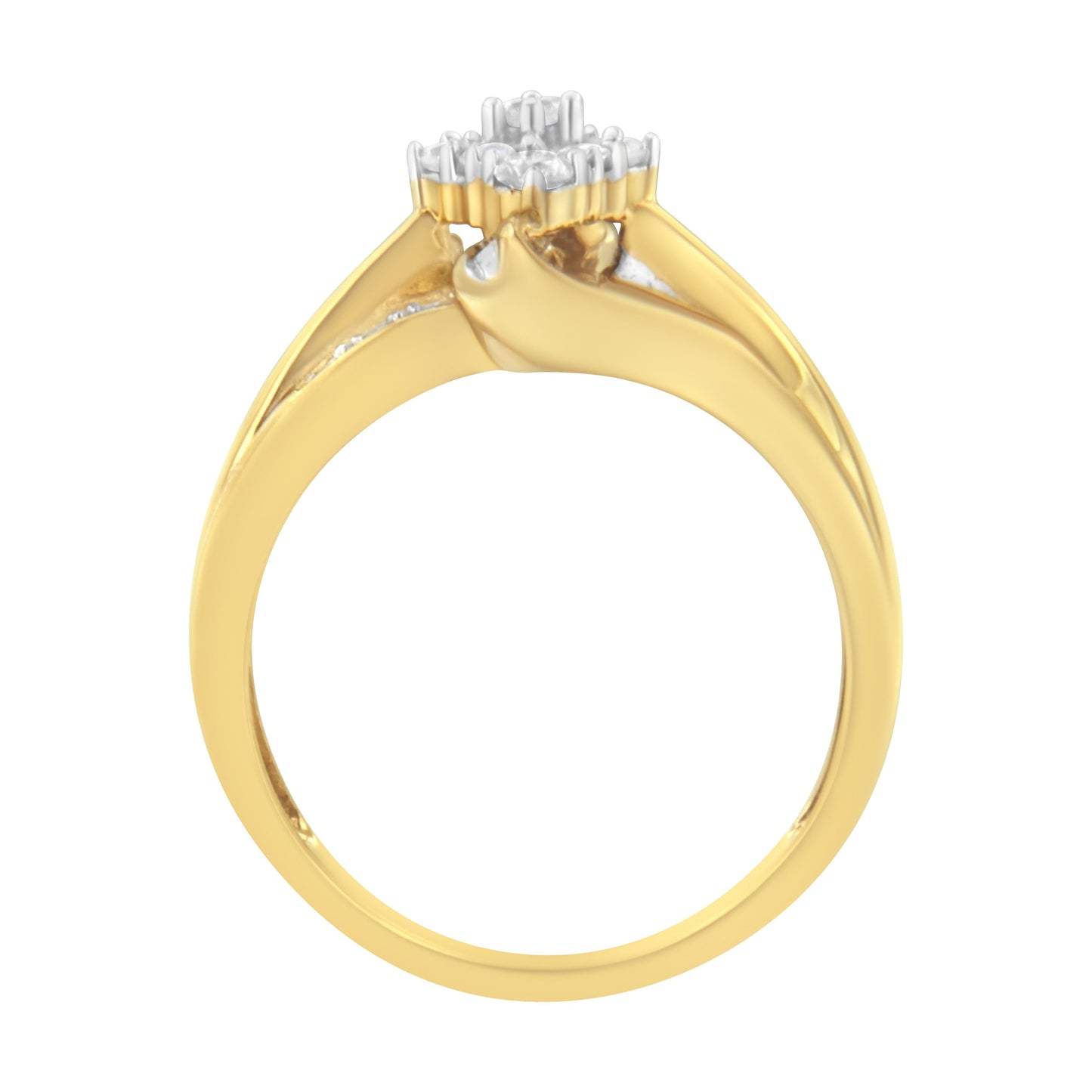 10K Yellow Gold 1/2 cttw Diamond Cluster Cocktail Ring (J-K Clarity, I1-I2 Color) - Size 7 Bids.com