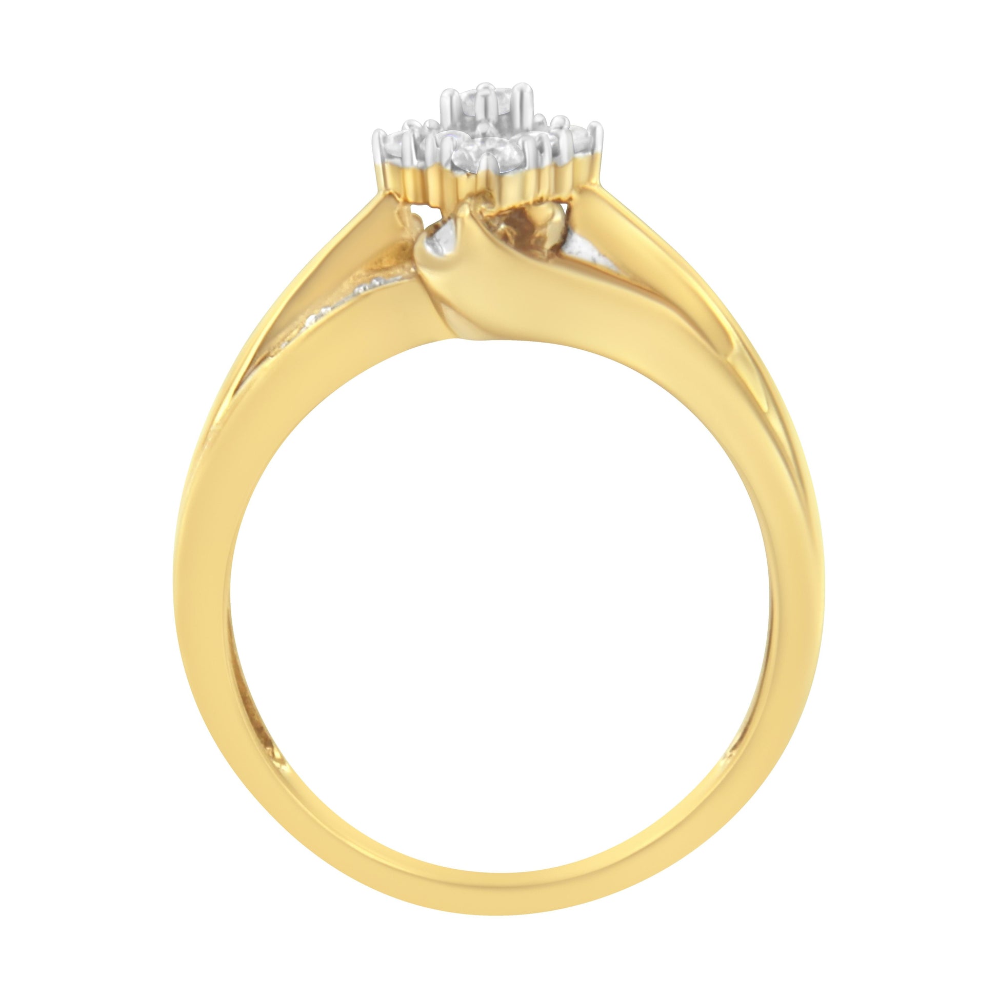 10K Yellow Gold 1/2 cttw Diamond Cluster Cocktail Ring (J-K Clarity, I1-I2 Color) - Size 7 Bids.com