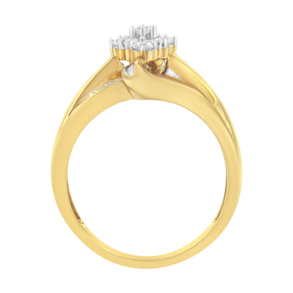 10K Yellow Gold 1/2 cttw Diamond Cluster Cocktail Ring (J-K Clarity, I1-I2 Color) - Size 7 Bids.com