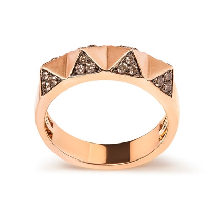 14K Rose Gold 1/4 Cttw Brown Diamond Pyramid Band Ring (Brown Color, SI1-SI2 Clarity)- Size 7 Bids.com