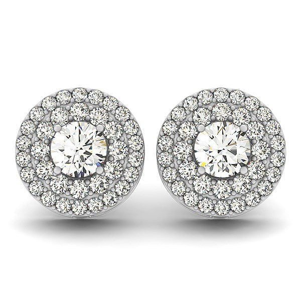 14k White Gold Double Halo Round Diamond Earrings (1 1/4 cttw) Bids.com