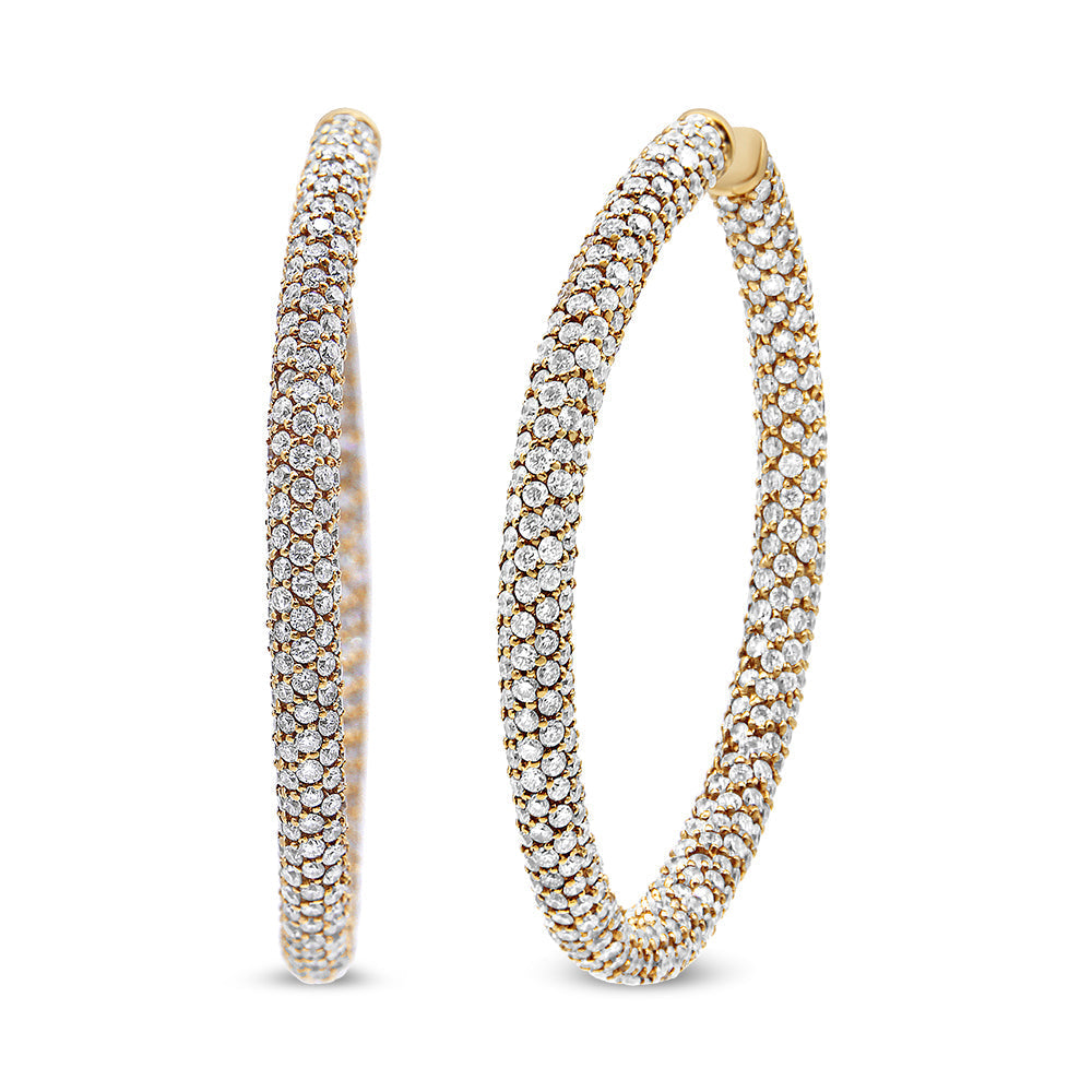 18K Rose Gold 6.90 Cttw Pave Set Diamond Inside Out Eternity Hoop Earrings (F-G Color, VS1-VS2 Clarity) Bids.com