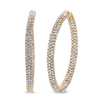 18K Rose Gold 6.90 Cttw Pave Set Diamond Inside Out Eternity Hoop Earrings (F-G Color, VS1-VS2 Clarity) Bids.com