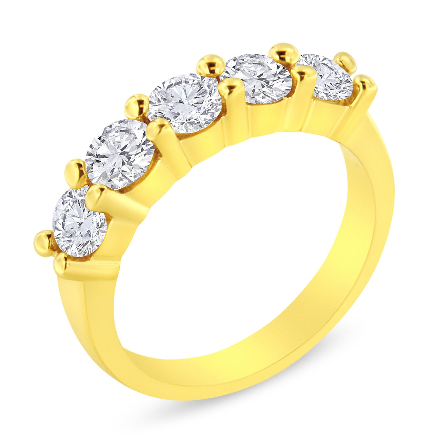 14K Yellow Gold Plated .925 Sterling Silver 1 1/2 Cttw Shared Prong Set Brilliant Round-Cut Diamond Anniversary or Wedding Band Ring (K-L Color, SI2-I1 Clarity) - Size 7 Bids.com