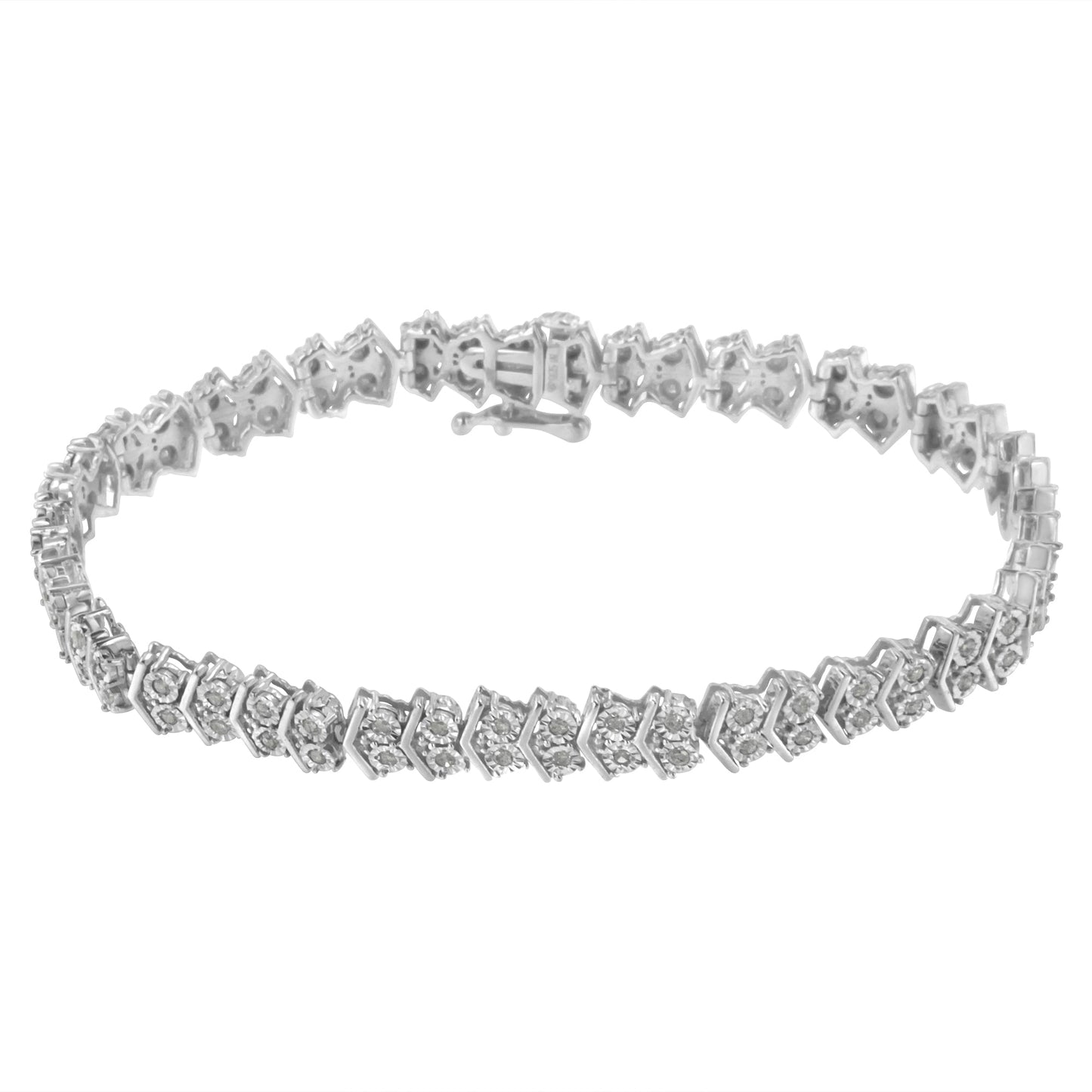 .925 Sterling Silver 1.0 cttw Diamond "Arrow" Shape Tennis Link Bracelet (I-J Color, I3 Clarity) -7.25" Bids.com
