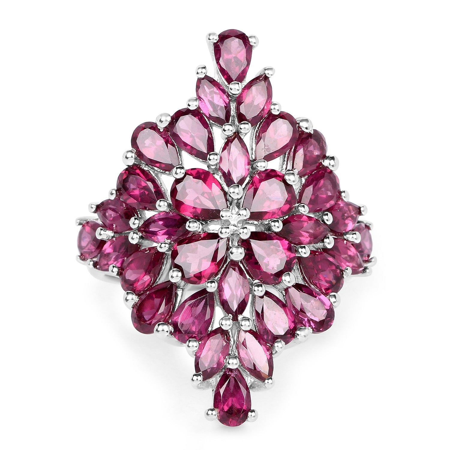 7.52 Carat Genuine Rhodolite .925 Sterling Silver Ring Bids.com