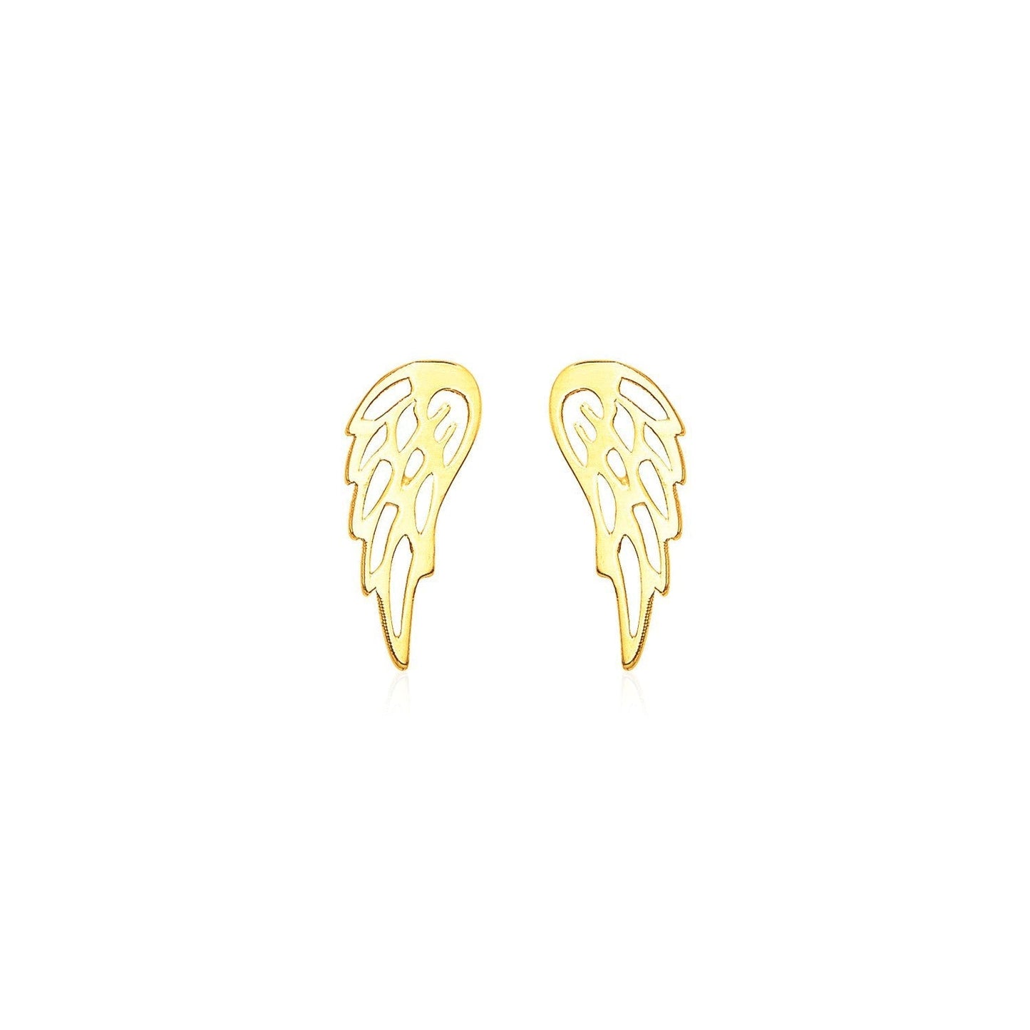 14k Yellow Gold Polished Wing Post Earrings Bids.com