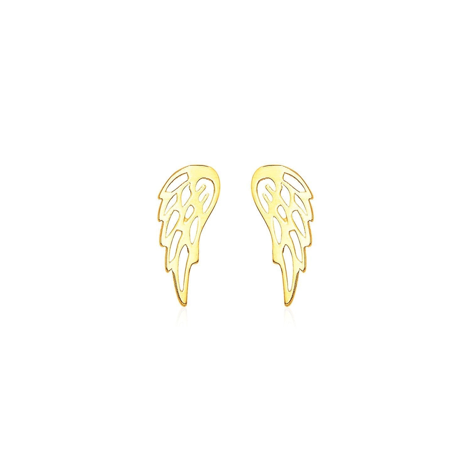 14k Yellow Gold Polished Wing Post Earrings Bids.com