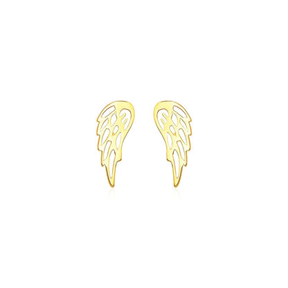 14k Yellow Gold Polished Wing Post Earrings Bids.com