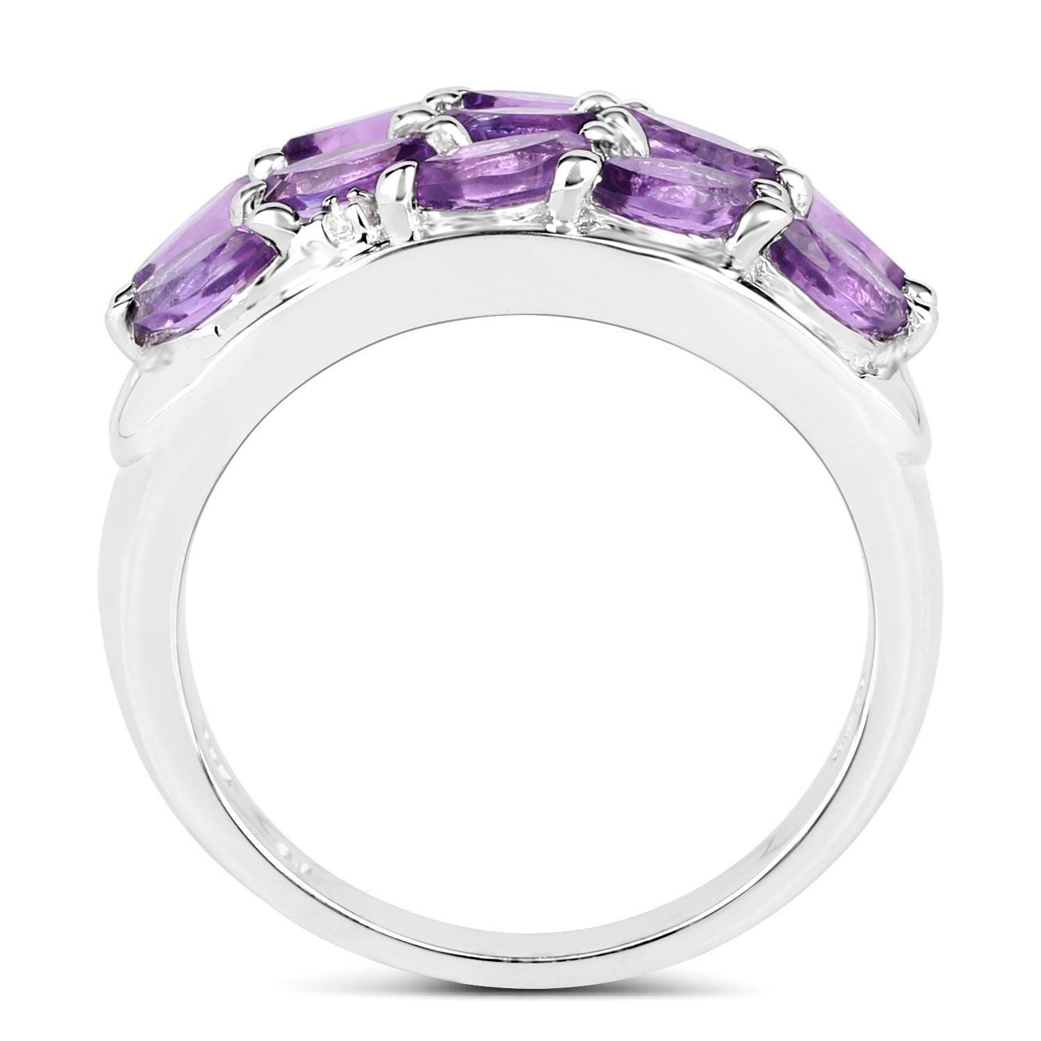 1.67 Carat Genuine  Amethyst and White Topaz .925 Sterling Silver Ring Bids.com