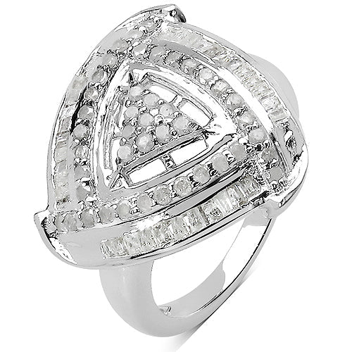1.23 Carat Genuine White Diamond .925 Sterling Silver Ring Bids.com