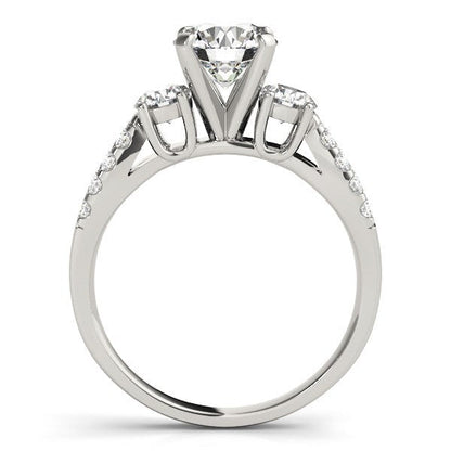 14k White Gold Split Shank 3 Stone Round Diamond Engagement Ring (2 cttw) Bids.com